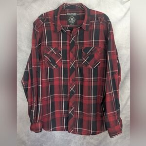 Machine Custom Co. XL Button Down Shirt Y2K Black/Red Plaid